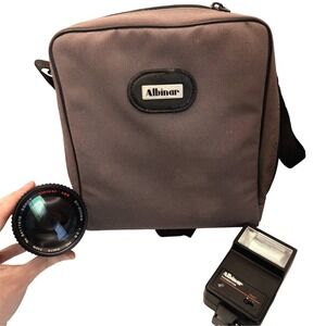 VTG ALBINAR  ADG 80-200mm 1:3.9 Macro Zoom Lens 55mm & Thyristor 75AT Flash SET